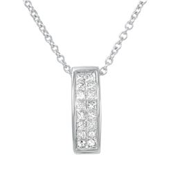 Natural 0.25 CTW Princess Diamond Necklace 14K White Gold - REF-33N3Y