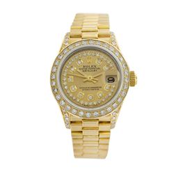 Rolex Pre-owned 26mm Womens String Champagne 18K Gold