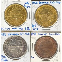 Vancouver Coin Club 4 Medals