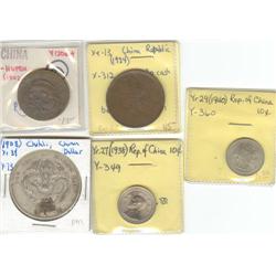 China lot of 5 coins please read