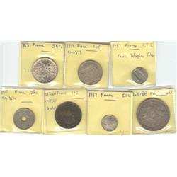 France lot of 7 coins Read