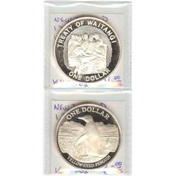 New Zealand $1.00 1988 & 90 Proof