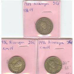 Nicaragua 25 Cents 1928, 1936(2)
