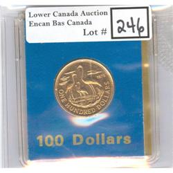Bahamas $100 Gold 1975 BU