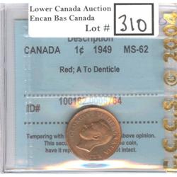 1 Cent 1949 A to Dent CCCS MS-62 R
