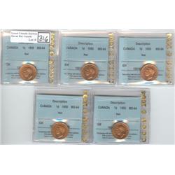 1950 5 x 1 ¢  CCCS MS-64 Red