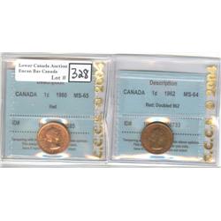 1960, 1962 1 ¢ CCCS MS-65, MS-64