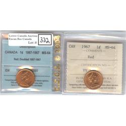 1967 2 X 1 ¢ CCCS & ICCS MS-64