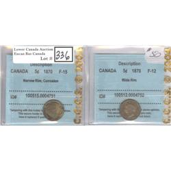 5 Cents 1870 CCCS F-12WR & F-15NR