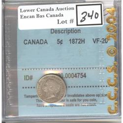 5 Cents 1872H CCCS VF-20
