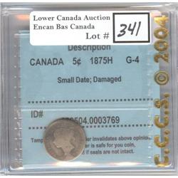 5 Cents 1875H CCCS G-4 Small Date