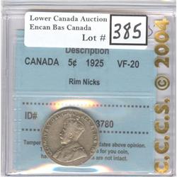 5 Cents 1925 CCCS VF-20