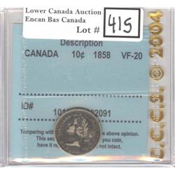 1858 10 ¢, CCCS VF-20