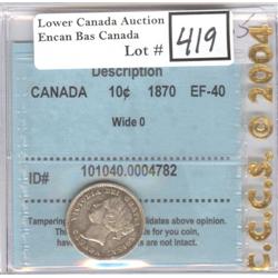 10 Cents 1870 Wide 0 CCCS EF-40