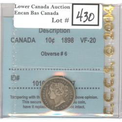 1898 10 ¢, CCCS VF-20