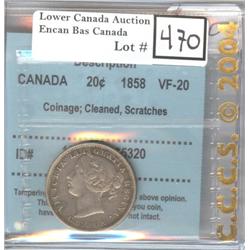 20 Cents 1858 CCCS VF-20