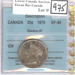 25 Cents 1870 CCCS EF-40 O1