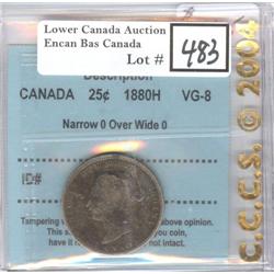 25 Cents 1880H CCCS VG-8 W0/N0