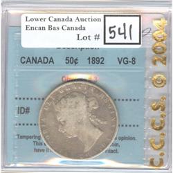 50 Cents 1892 CCCS VG-8 O3