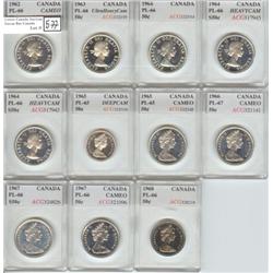 Set of 11 50¢ Var. Dates: 1962-1968