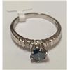 Image 11 : Platinum Blue Diamond(SI, 0.75ct) 2 Side Diamonds(VS, 0.08ct) Ring (~Size 6)(Ring is resizable for $