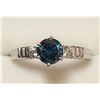 Image 1 : Platinum Blue Diamond(SI, 0.75ct) 2 Side Diamonds(VS, 0.08ct) Ring (~Size 6)(Ring is resizable for $