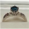Image 4 : Platinum Blue Diamond(SI, 0.75ct) 2 Side Diamonds(VS, 0.08ct) Ring (~Size 6)(Ring is resizable for $
