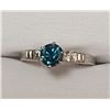 Image 6 : Platinum Blue Diamond(SI, 0.75ct) 2 Side Diamonds(VS, 0.08ct) Ring (~Size 6)(Ring is resizable for $