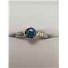 Image 9 : Platinum Blue Diamond(SI, 0.75ct) 2 Side Diamonds(VS, 0.08ct) Ring (~Size 6)(Ring is resizable for $