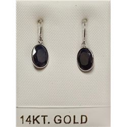 14K White Gold Sapphire(3.1ct) Shepherd Hook Earrings, Custom Designed in Canada, Insurance Value $1