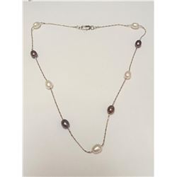 Silver Freshwater Pearl Necklace (~length 16inches), Suggested Retail Value $150