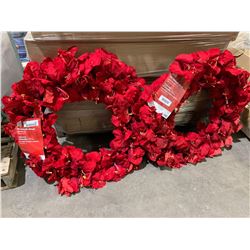 Lot of 2. 28 inch Amaryllis wreaths
