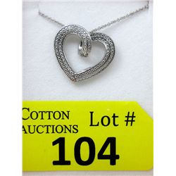Blue & White Diamond Heart Necklace