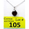 Image 1 : 5 CT Garnet & Diamond Sterling Silver Pendant