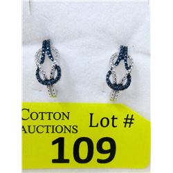 New Blue Diamonds Half Hoop Design Earrings
