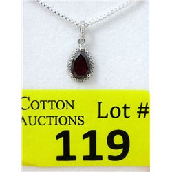Garnet & Diamond Sterling Silver Pendant