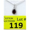 Image 1 : Garnet & Diamond Sterling Silver Pendant