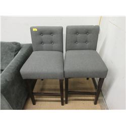 2 Grey Fabric Upholstered 25" Counter Stools