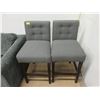 Image 1 : 2 Grey Fabric Upholstered 25" Counter Stools