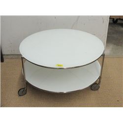 2 Tier Round Glass Coffee Table on Casters