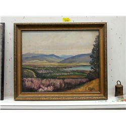 Vintage Oil on Board Panoramic Painting