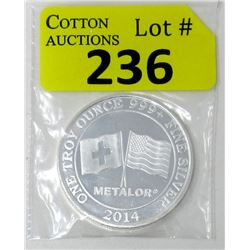 1 Oz. Metalor .999 Silver Art Round