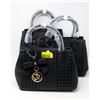 Image 1 : 3 New Black Handbags - 5" x 12" x 8"