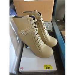 New Pair of Size 43 Lace Up Boots - Beige