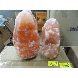 2 New Himalayan Salt Lamps  - With Bulbs & Cords