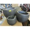 Image 1 : New 3 Piece Round Dark Grey Patio Planter Set