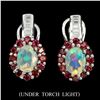 Image 1 : Natural Unheated Oval Opal Rhodolite Garnet Earrings