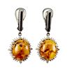 Image 1 : Natural Oval Orange Amber Earrings