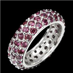 Natural Unheated Round Rhodolite Garnet Ring