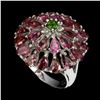 Image 1 : Natural Pink Tourmaline, Chrome Diopside Ring